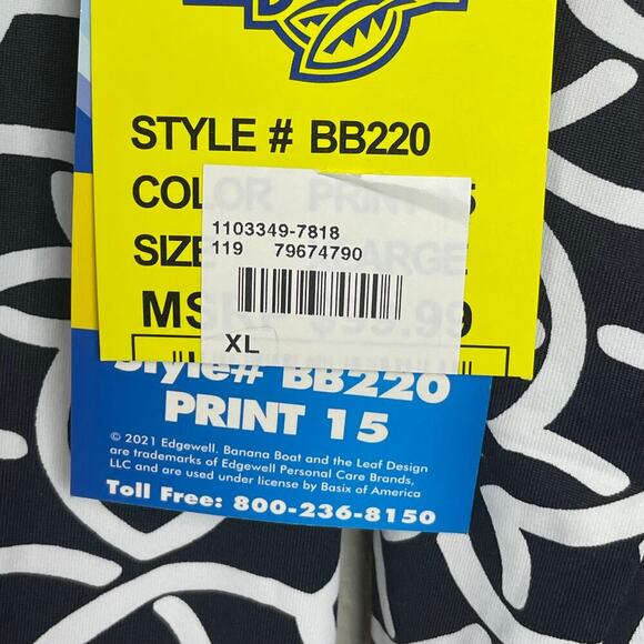 NWT Banana Boat Women's Rash Guard Style BB220 Print 15 Top Long Sleeve Size XL - Picture 8 of 8